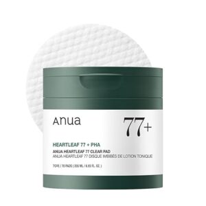 ANUA Heartleaf 77 Toner Pad, Mild Exfoliating Facial Pads for Glass Skin, Hydrating Pore Care for Sensitive Skin, Heartleaf Extract, PHA, Centella, Non comedogenic, Korean Skin Care (70 Pads) - Image 1