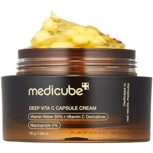 Medicube Deep Vitamin C Golden Capsule Face Moisturizer - Liposome Capsules For Wrinkles, Skin Radiance - Transparent Gel for Glow Hydration - Korean Skin Care 1.94 oz - Image 1